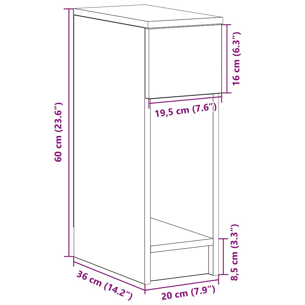 vidaXL Κομοδίνο με συρτάρι Sonoma Δρυς 20x36x60 εκ.