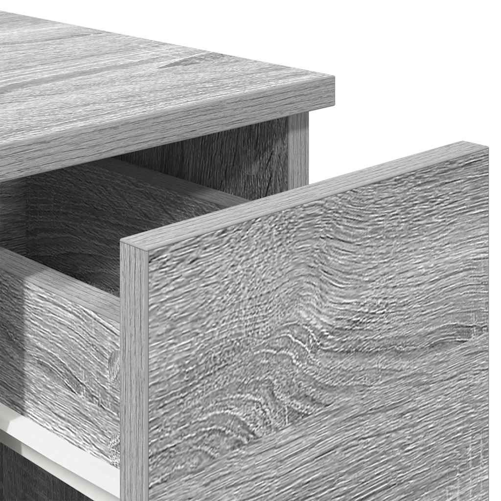 vidaXL Κομοδίνα με συρτάρι 2 τεμάχια Γκρι Sonoma 20x36x60 εκ.