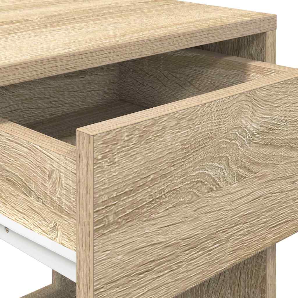 vidaXL Κομοδίνα με συρτάρι 2 τεμ. Sonoma Δρυς 35x34x66,5 εκ.