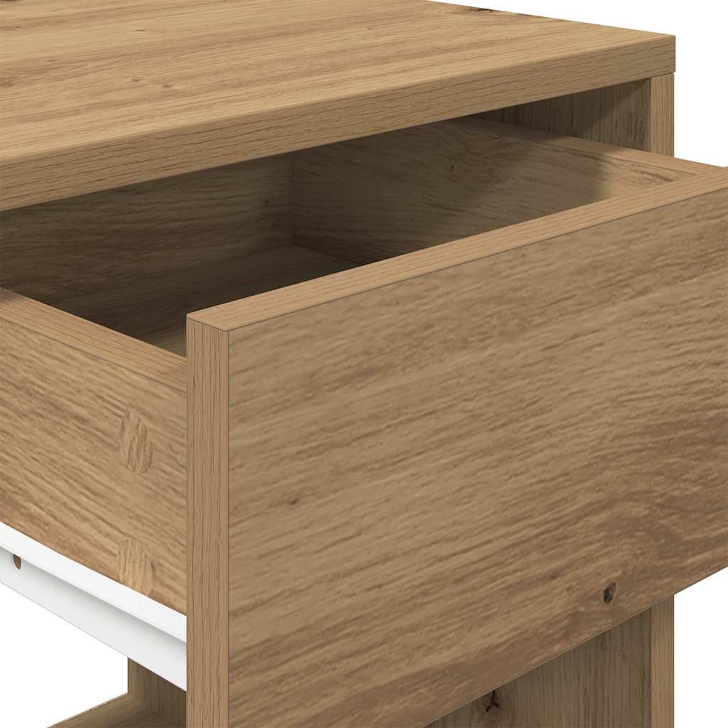 vidaXL Κομοδίνα με συρτάρι 2 τεμ. Αρτισιανή Δρυς 35x34x66,5 εκ.