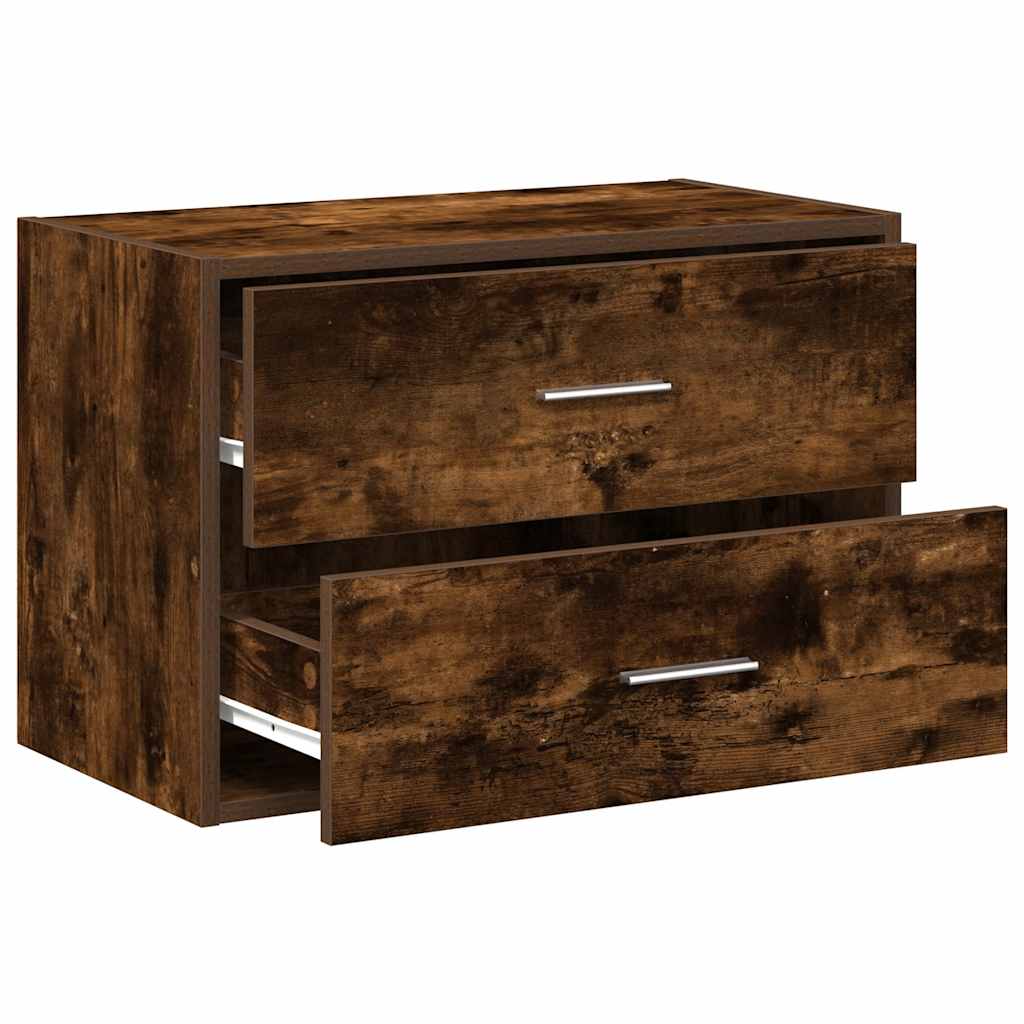 vidaXL Ντουλάπι με 2 συρτάρια Καπνιστή Δρυς 60x31x40εκ. από Επεξ. Ξύλο