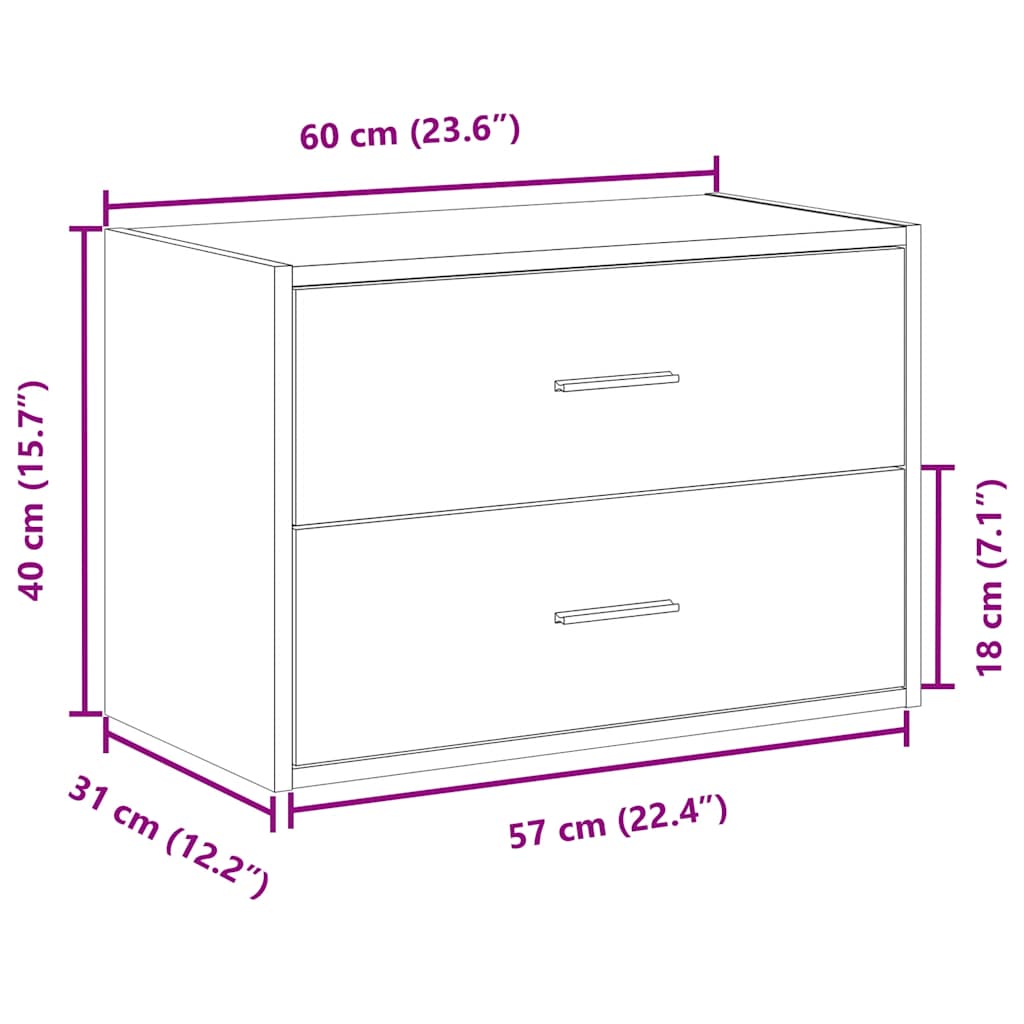 vidaXL Ντουλάπι με 2 συρτάρια Καπνιστή Δρυς 60x31x40εκ. από Επεξ. Ξύλο
