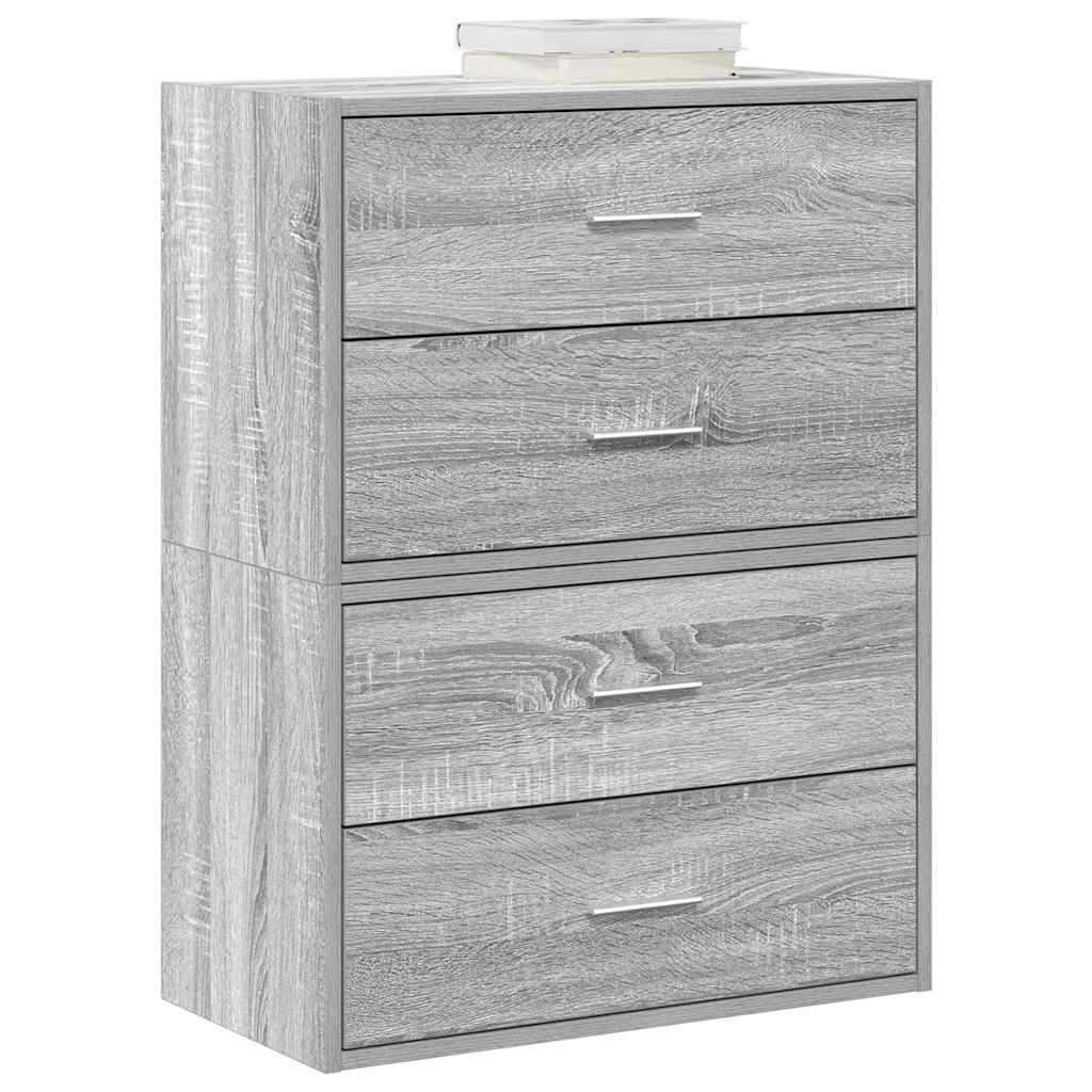 vidaXL Ντουλάπια με 2 συρτάρια 2 τεμ. Γκρι Sonoma 60x31x40 εκ.