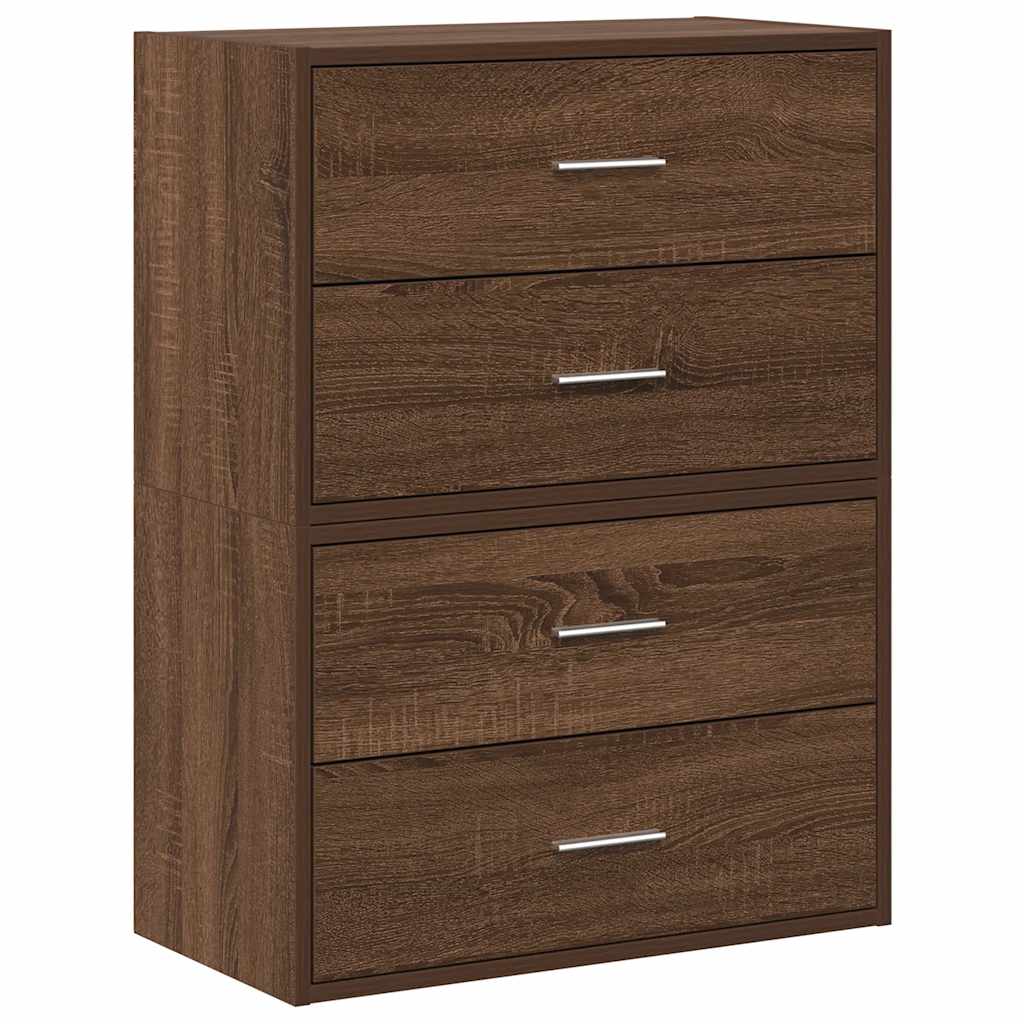 vidaXL Ντουλάπια με 2 συρτάρια 2 τεμ. Καφέ Δρυς 60x31x40 εκ.