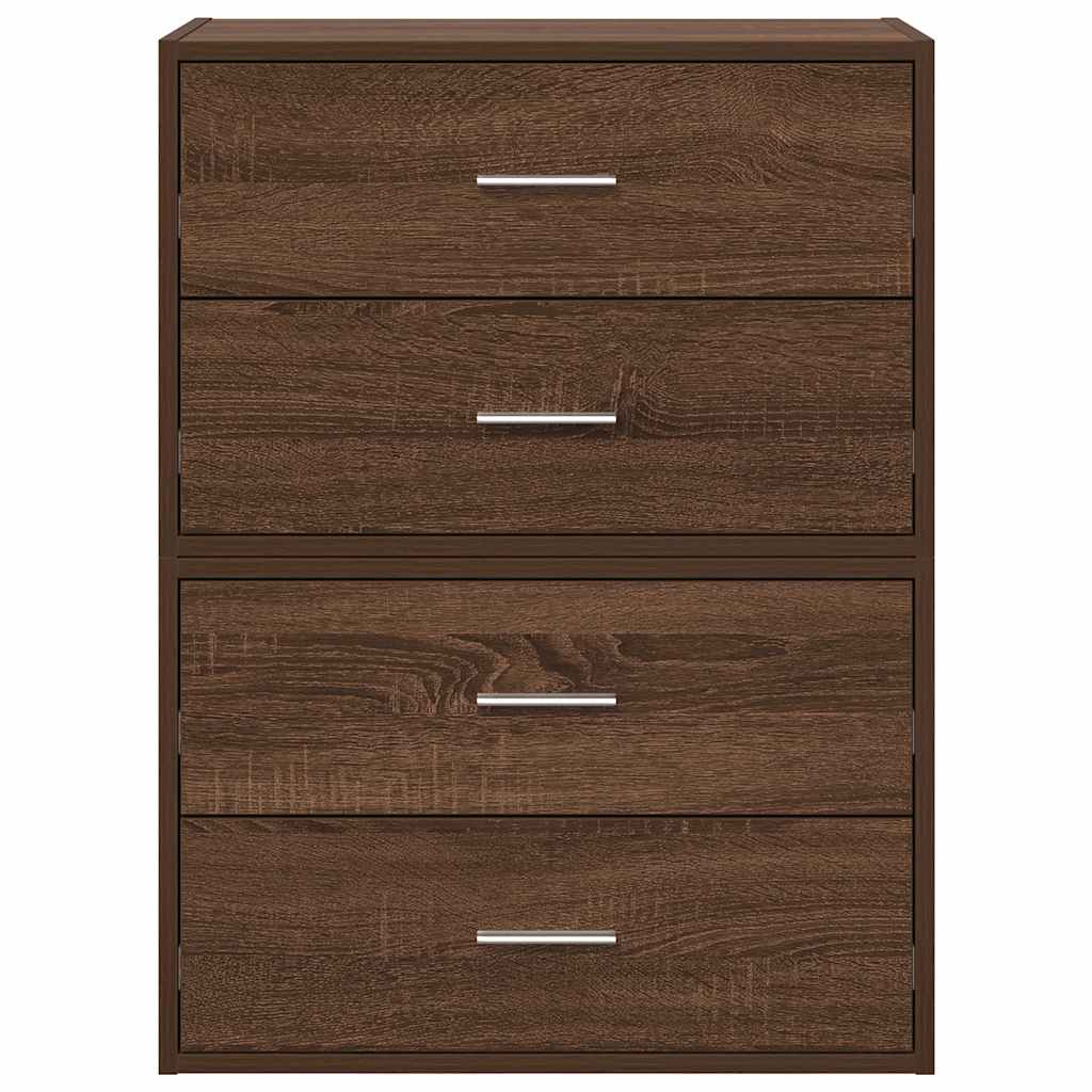vidaXL Ντουλάπια με 2 συρτάρια 2 τεμ. Καφέ Δρυς 60x31x40 εκ.