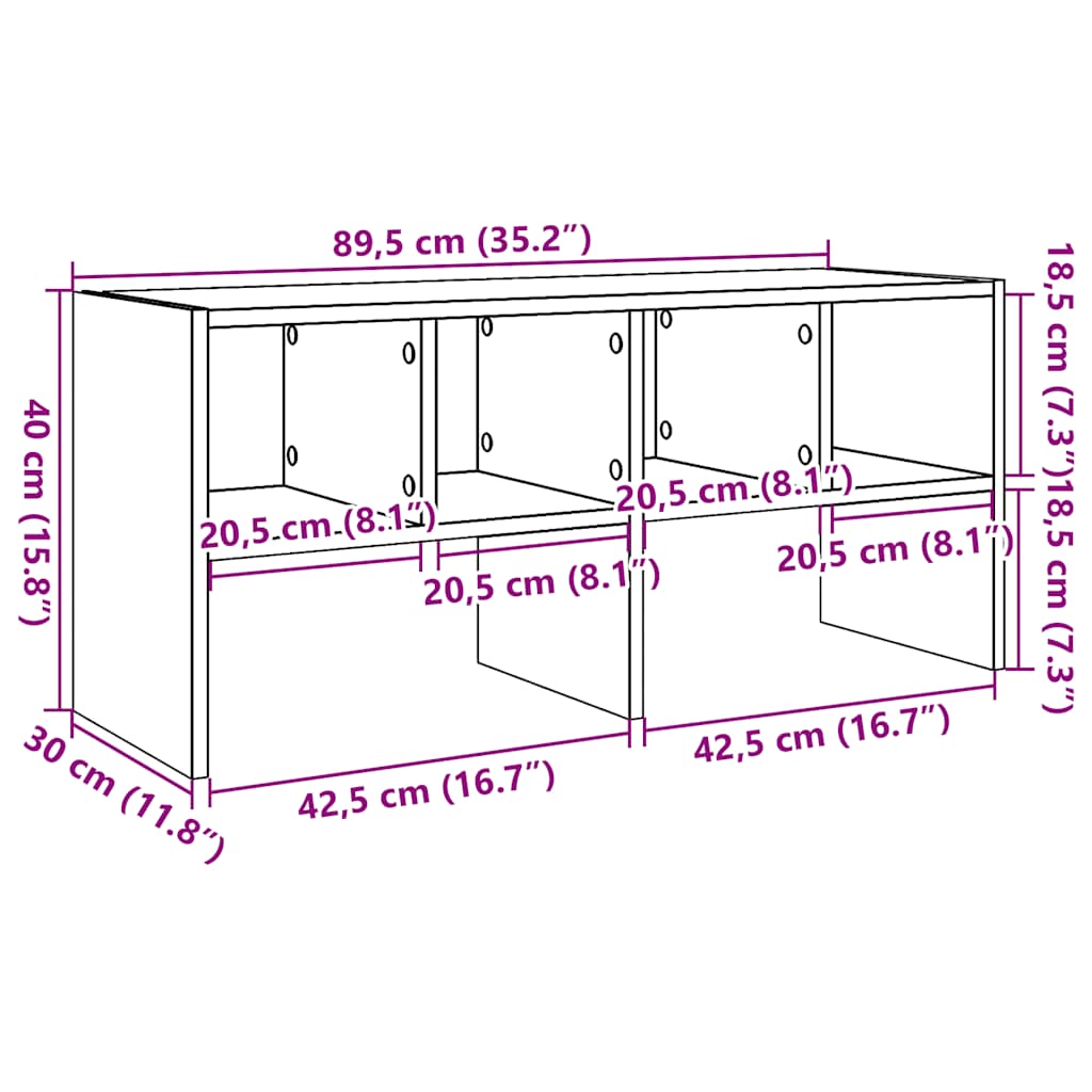 vidaXL Ράφι παπουτσιών στοιβαζόμενο γκρι Sonoma 89,5x30x40 cm