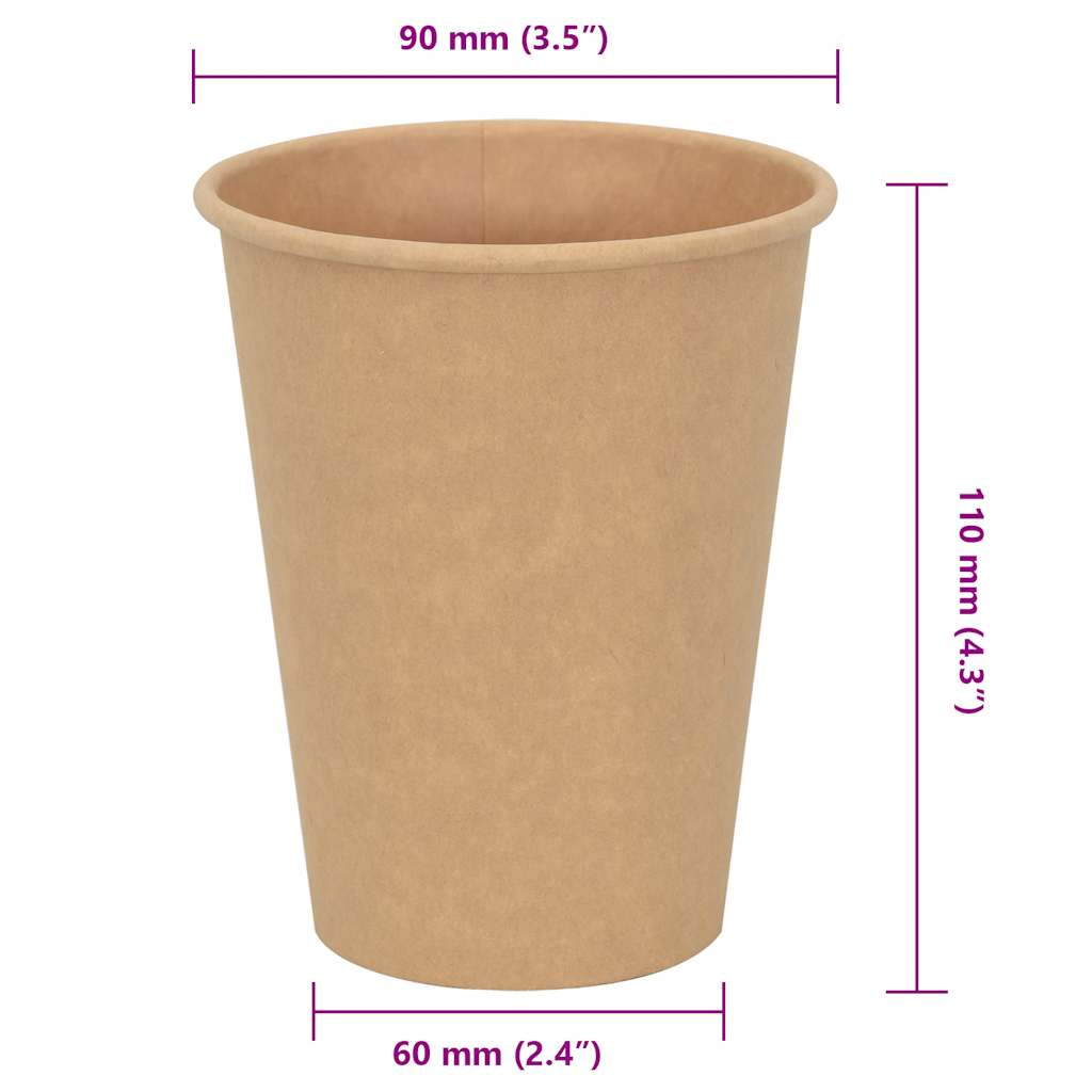 vidaXL Χάρτινα κύπελλα καφέ 1000 τεμάχια 12oz 300ml καφέ