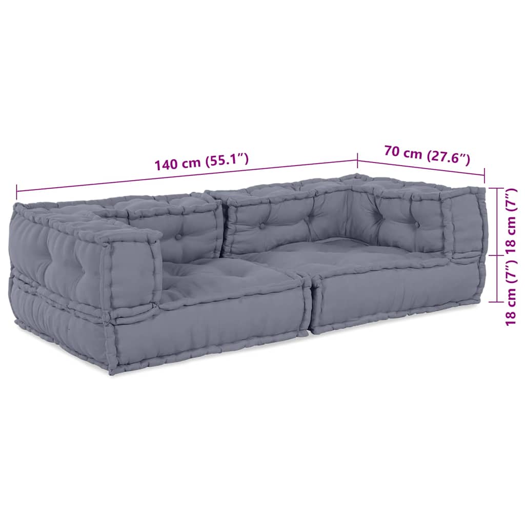 vidaXL Μονάδα Μοντέρνου Καναπέ 3 pcs Γκρι 140 x 70 x 36 εκ Ύφασμα