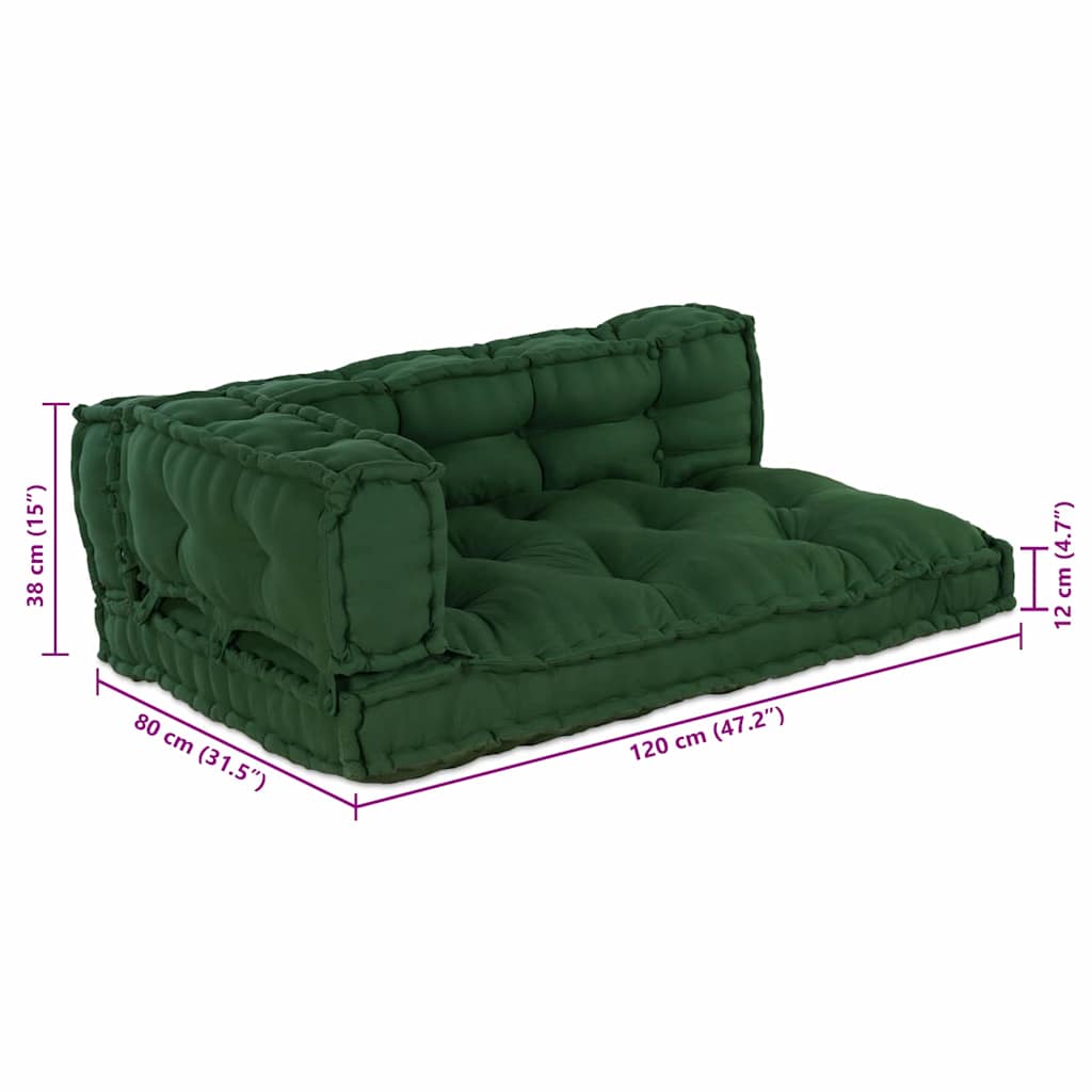 vidaXL Μαξιλάρι για καναπέ παλέτας 3 pcs Πράσινο ύφασμα