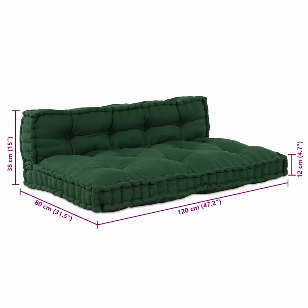 vidaXL Μαξιλάρι για καναπέ παλέτας 2 pcs Πράσινο 120 x 80 x 38 εκ.