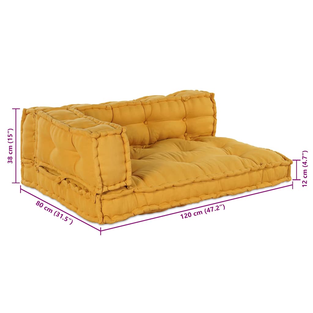 vidaXL Μαξιλάρι για καναπέ παλέτας 3 pcs Κίτρινο ύφασμα