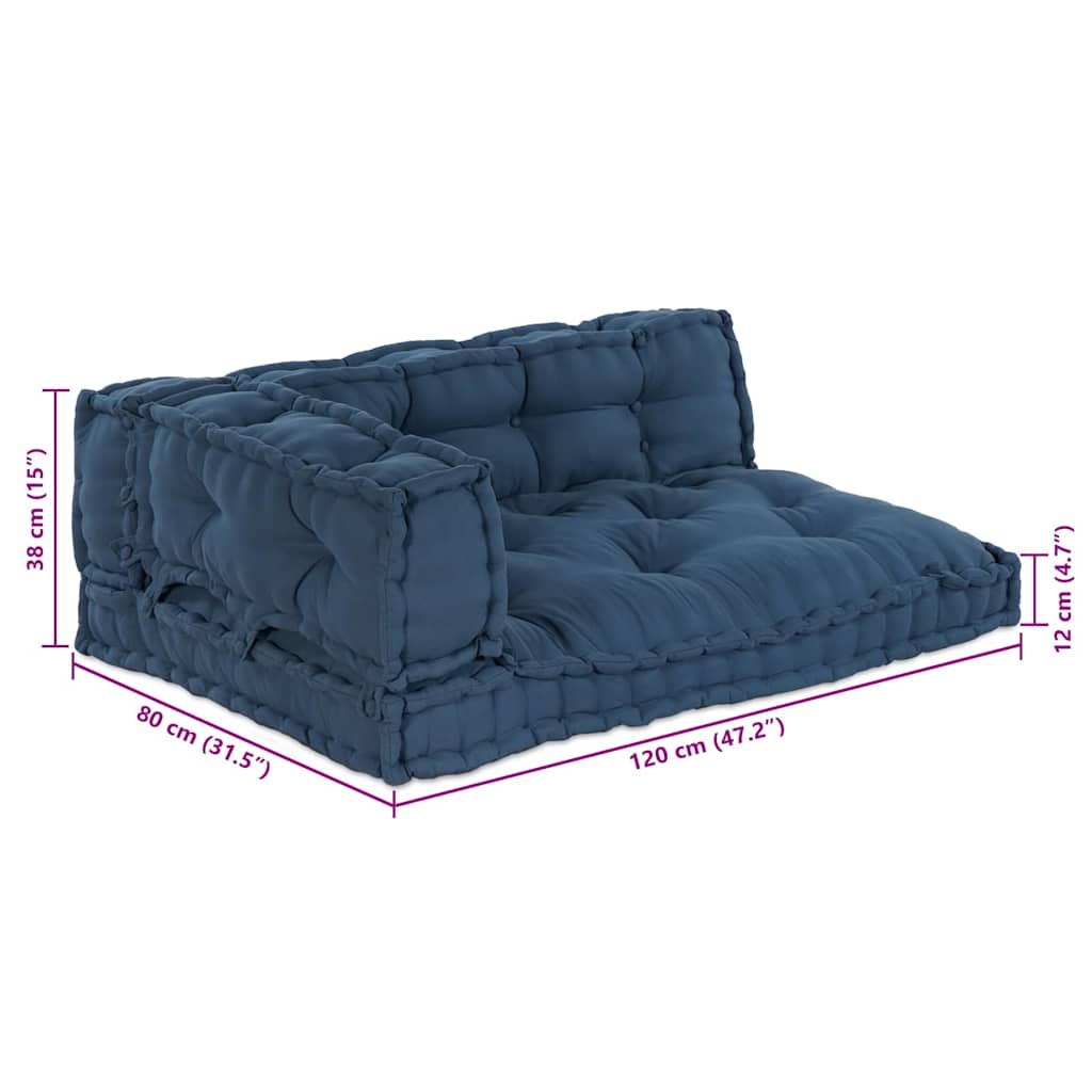 vidaXL Μαξιλάρι για καναπέ παλέτας 3 pcs Ινδικο 120 x 80 x 38 εκ.
