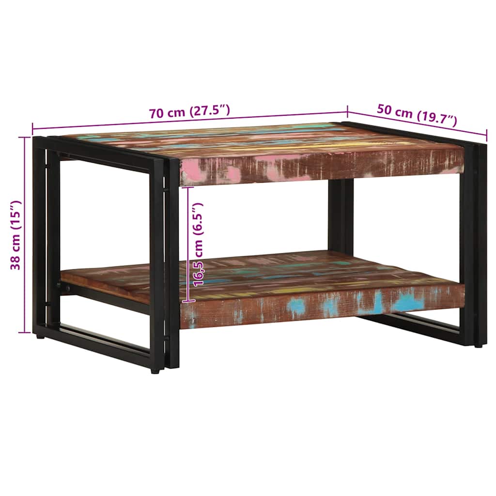 vidaXL Τραπεζάκι σαλονιού πολύχρωμο 70x50x38cm Ξύλο μασίφ αναγεννημένο