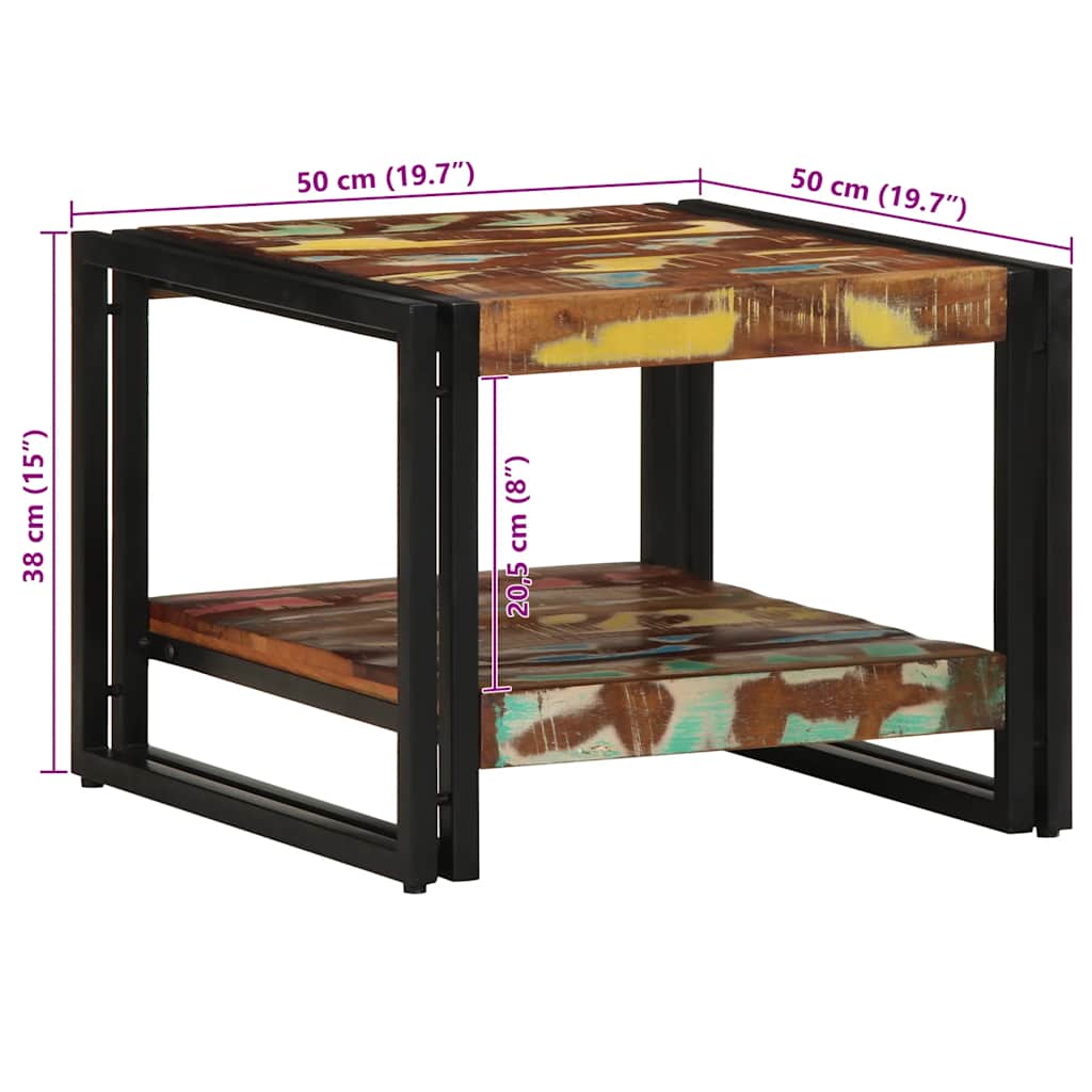 vidaXL Τραπεζάκι σαλονιού πολύχρωμο 50x50x38cm Ξύλο μασίφ αναγεννημένο