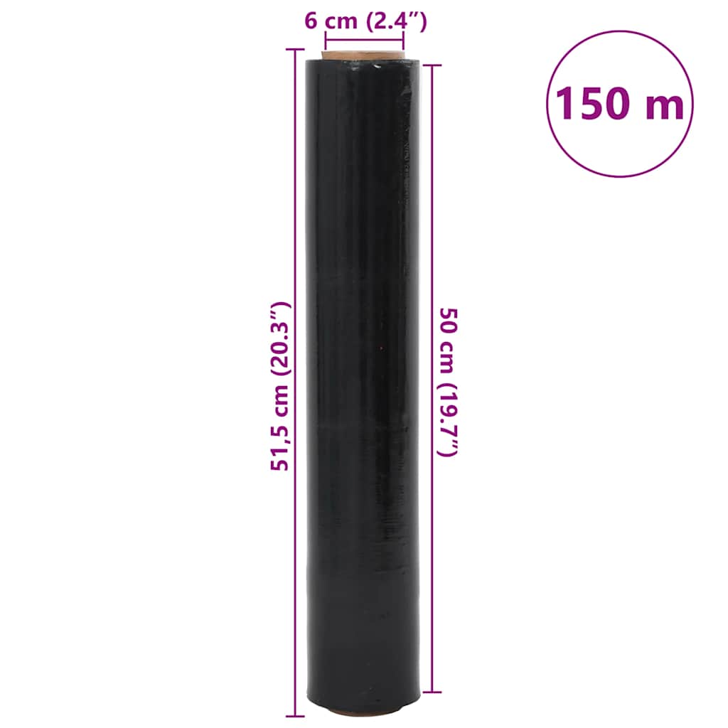 vidaXL Stretch Film 6 τεμάχια Μαύρο 20 μm 50 cm x 150 m