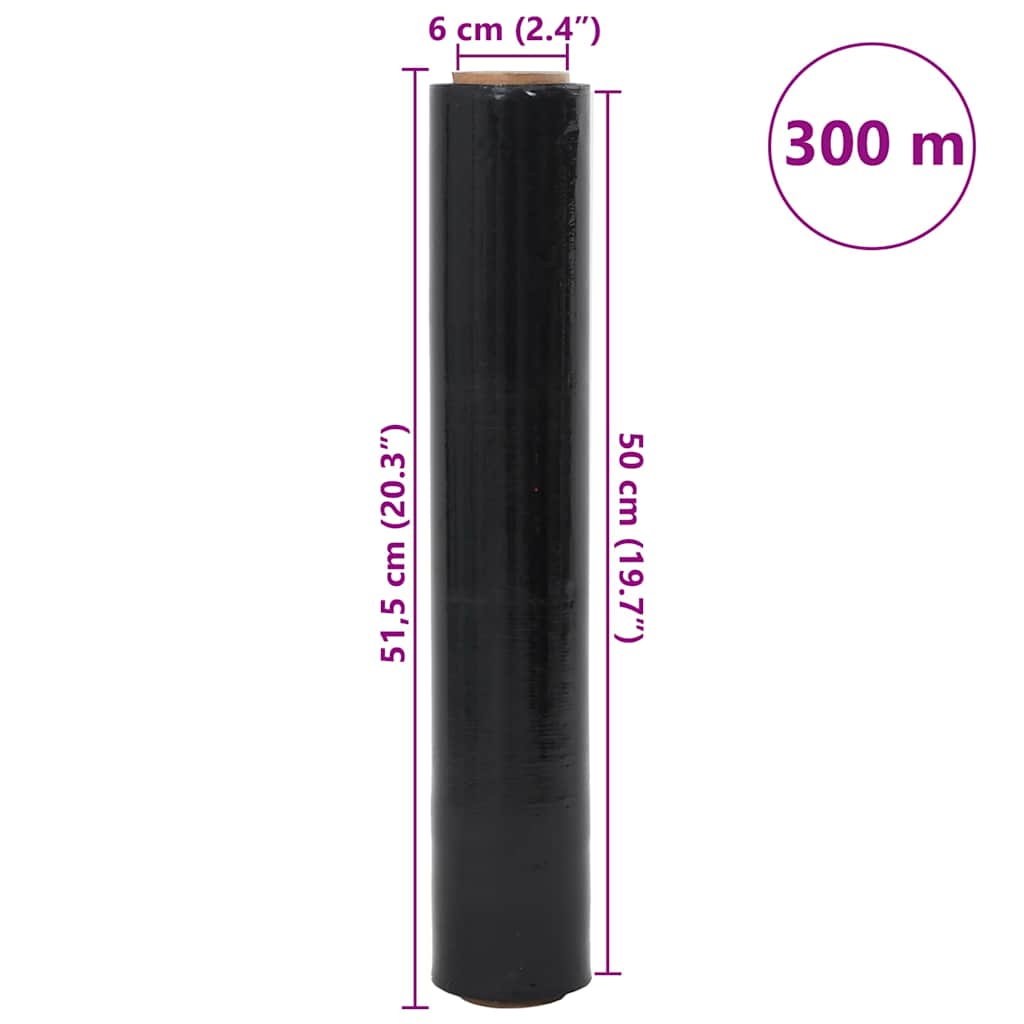vidaXL Stretch Film 6 τεμάχια Μαύρο 20 μm 50 cm x 300 m