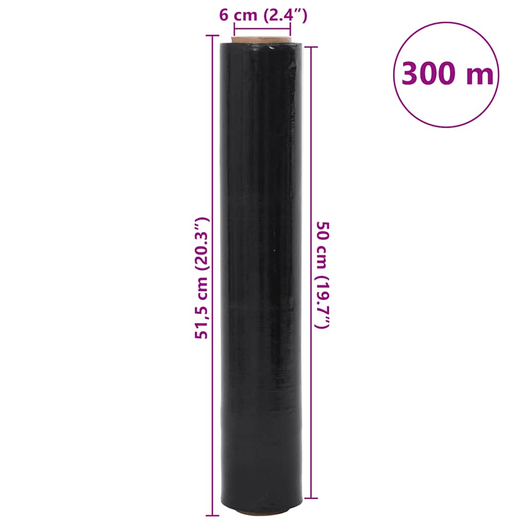 vidaXL Stretch Film 6 τεμάχια Μαύρο 23 μm 50 cm x 300 m
