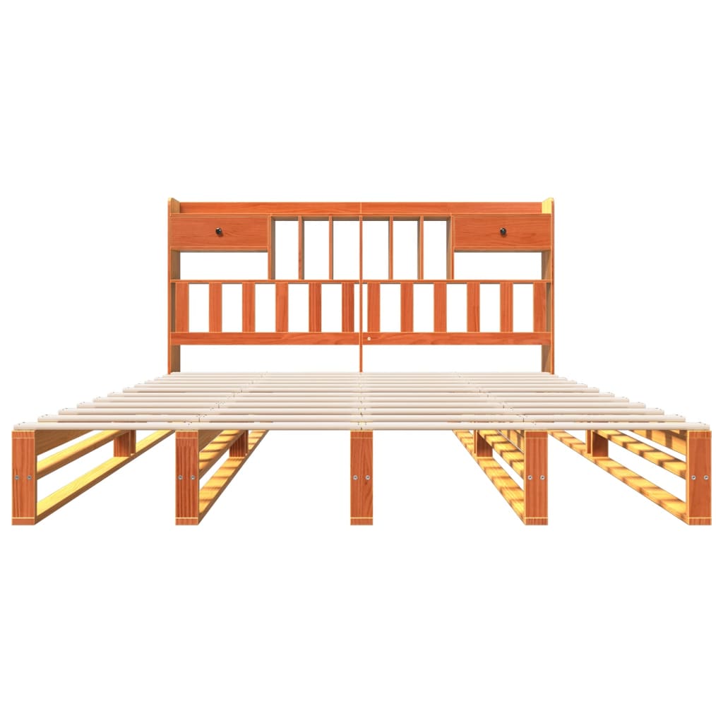 vidaXL Κρεβάτι Βιβλιοθήκη Χωρίς Στρώμα 200x200 εκ Μασίφ Ξύλο Πεύκου