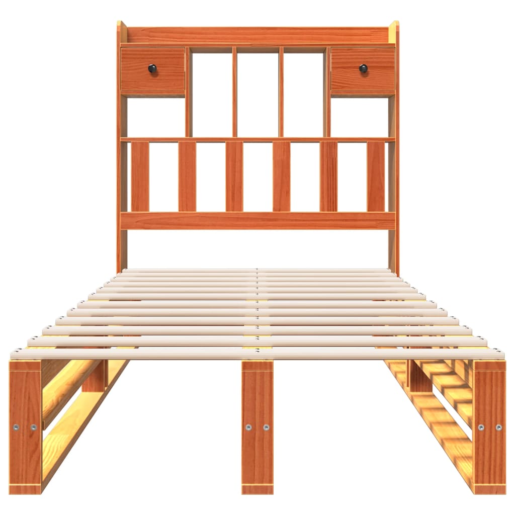 vidaXL Κρεβάτι Βιβλιοθήκη Χωρίς Στρώμα 75x190 εκ Μασίφ Ξύλο Πεύκου