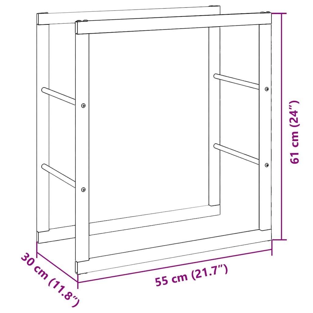 vidaXL Ράφι Καυσόξυλων Μαύρο 55x30x61 εκ. Ατσάλινο