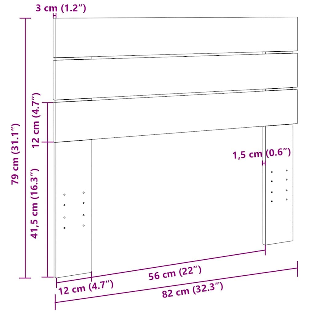 vidaXL κεφαλάρι 80 cm μασίφ ξύλο δρυς