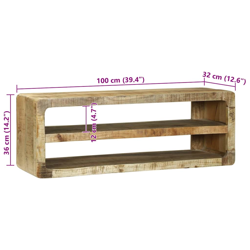 vidaXL Ντουλάπι TV με ράφι Καφέ 100 x 32 x 36 εκ. Μασίφ ξύλο μάνγκο