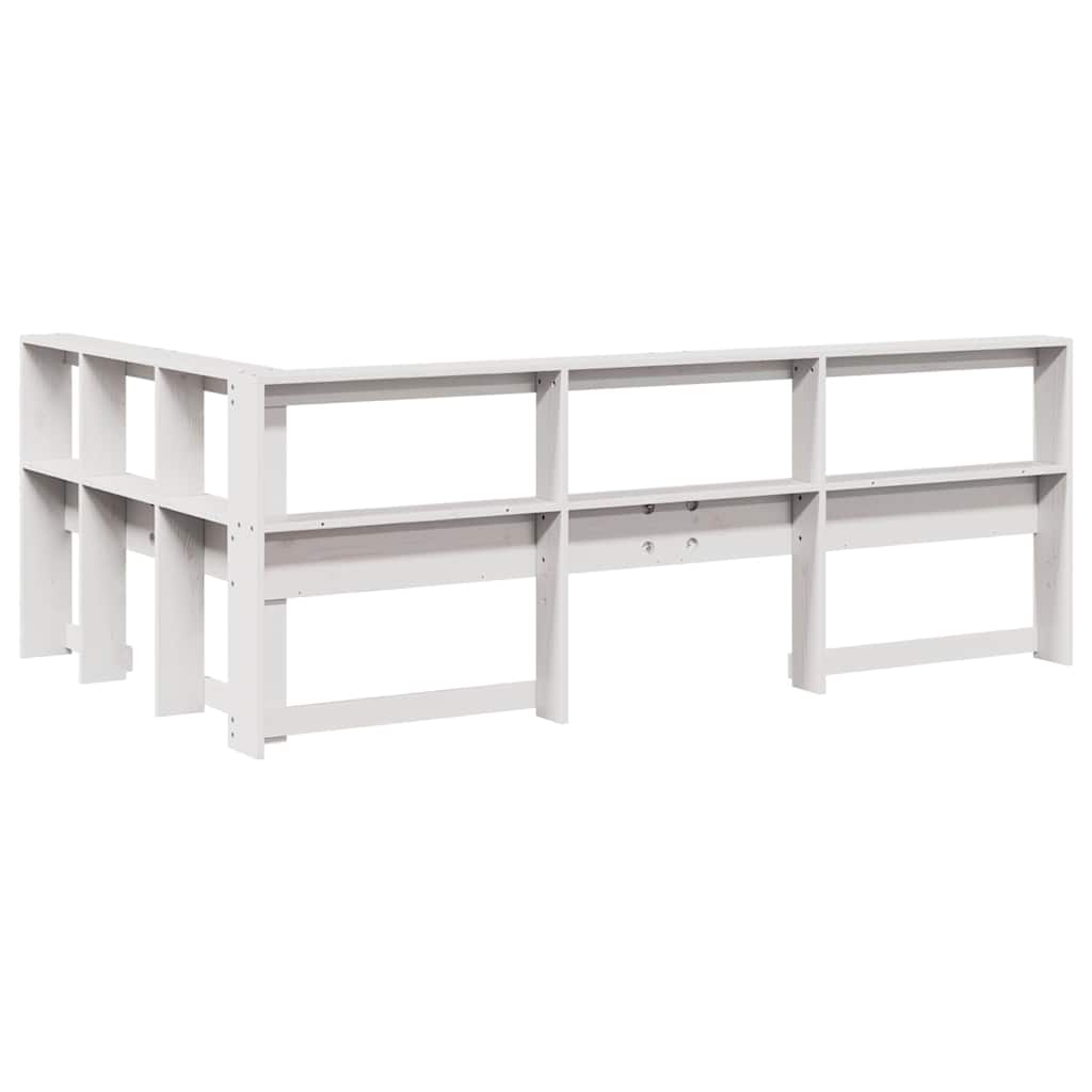 vidaXL βιβλιοθήκη κεφαλάρι σε σχήμα L Λευκό 120 εκ. Ξύλο Πεύκου