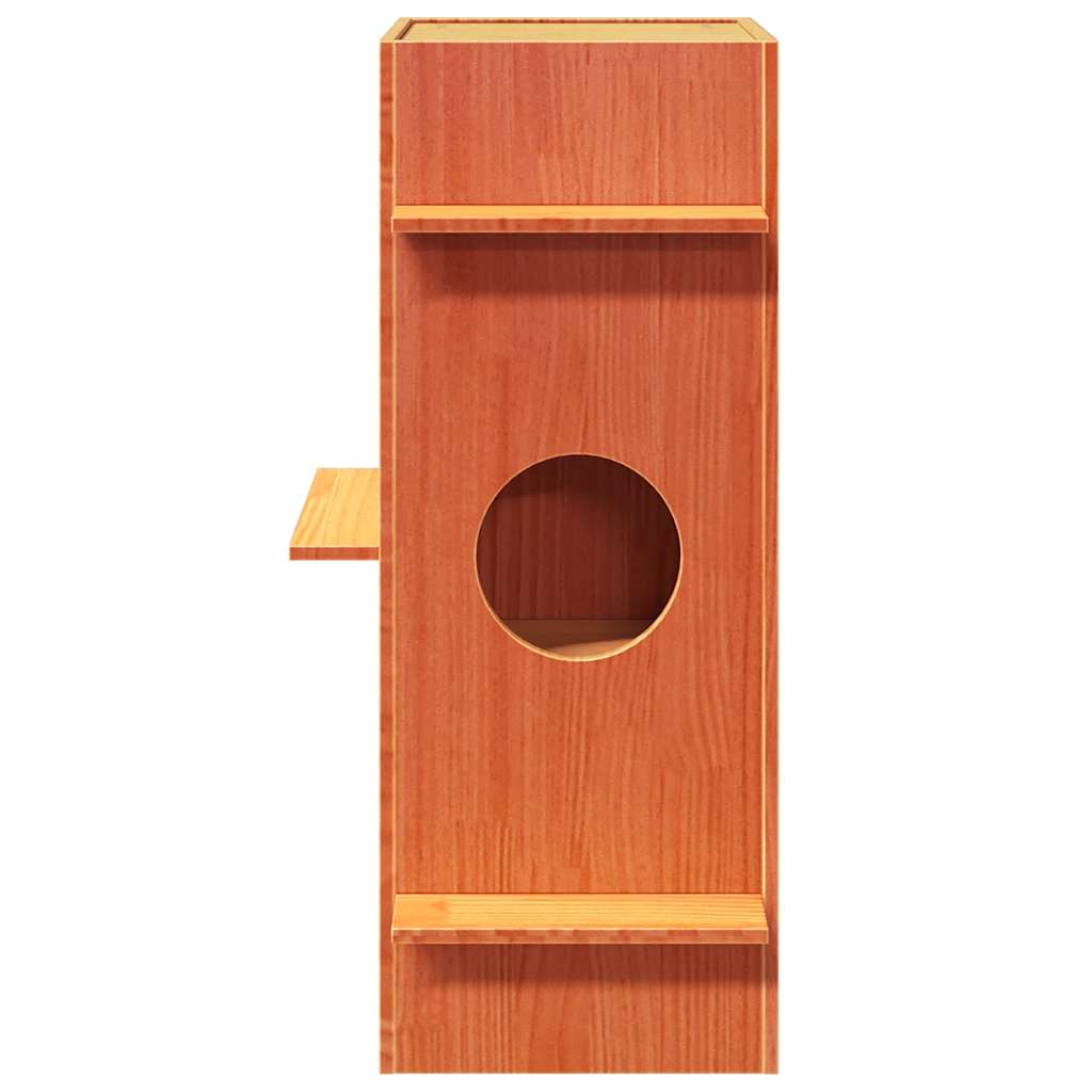 vidaXL Σπίτι για γάτες Wax Brown 43x43x90 cm από μασίφ ξύλο πεύκο