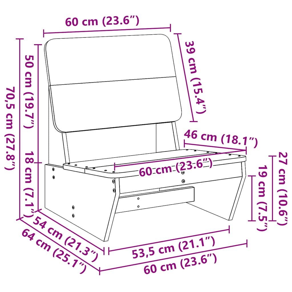 Καρέκλα κήπου vidaXL 60x64x70,5 cm Εμποτισμένο ξύλο πεύκο