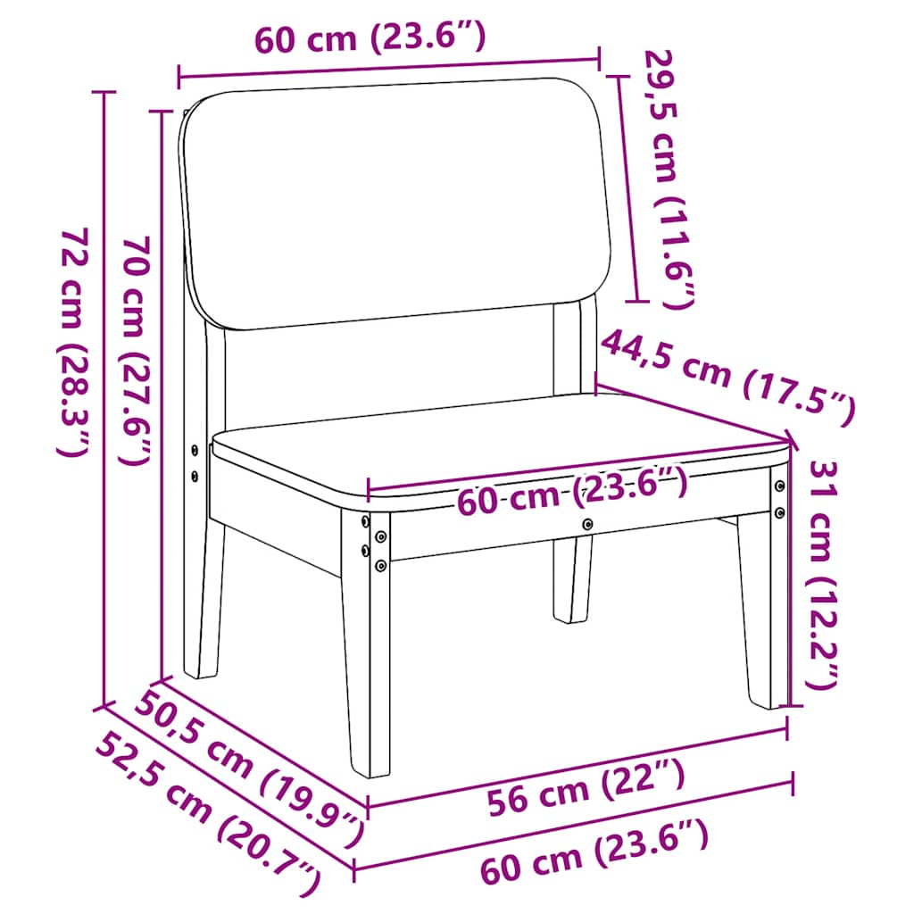 Καρέκλα κήπου vidaXL 60x52,5x72 cm Εμποτισμένο ξύλο πεύκο