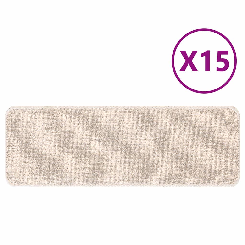 vidaXL Χαλιά Σκαλοπατιών με Λατέξ Κρεμ 25x60 εκ