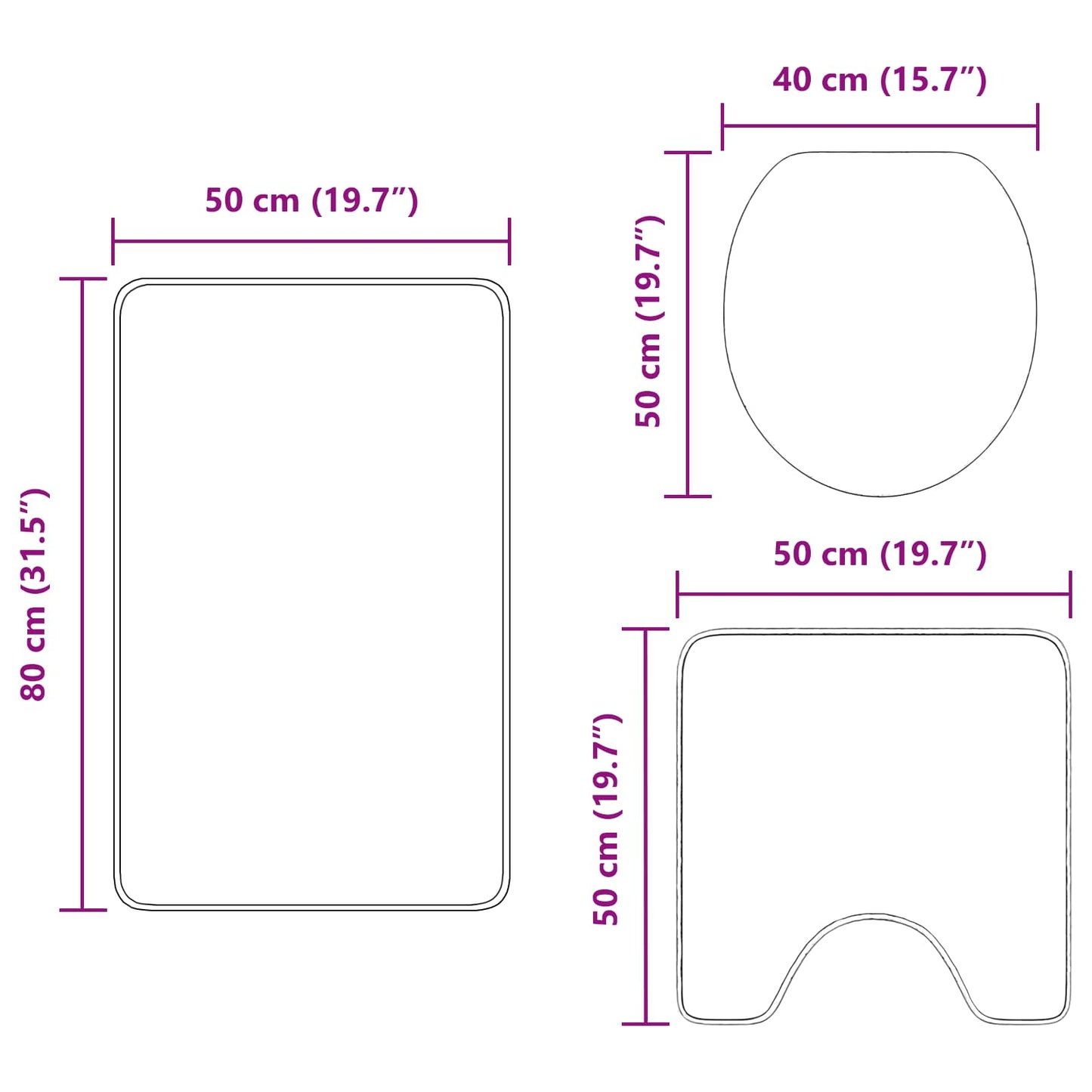 vidaXL Σετ Μάτ Μπάνιου Αντιολισθητικό 3 pcs Γκρι PP