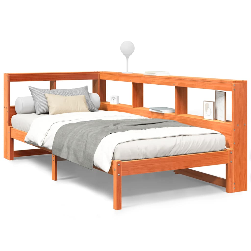 vidaXL Κρεβάτι Βιβλιοθήκη Χωρίς Στρώμα 75x190 εκ Μασίφ Ξύλο Πεύκου