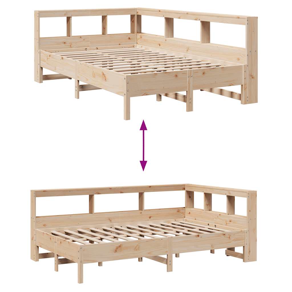 vidaXL Κρεβάτι Βιβλιοθήκη Χωρίς Στρώμα 140x200 εκ Μασίφ Ξύλο Πεύκο