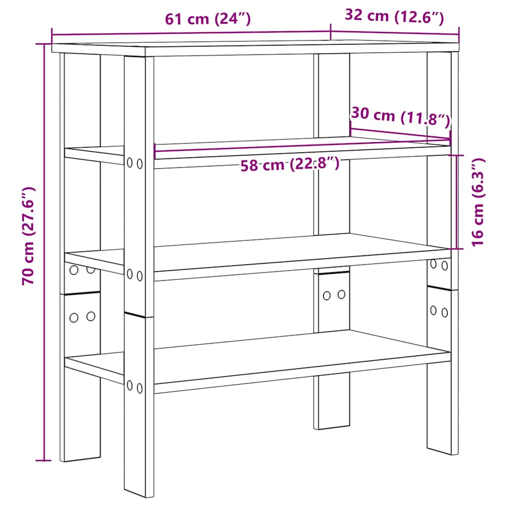 vidaXL Ράφι παπουτσιών καφέ δρυς 61x32x70 cm Κατασκευασμένο ξύλο