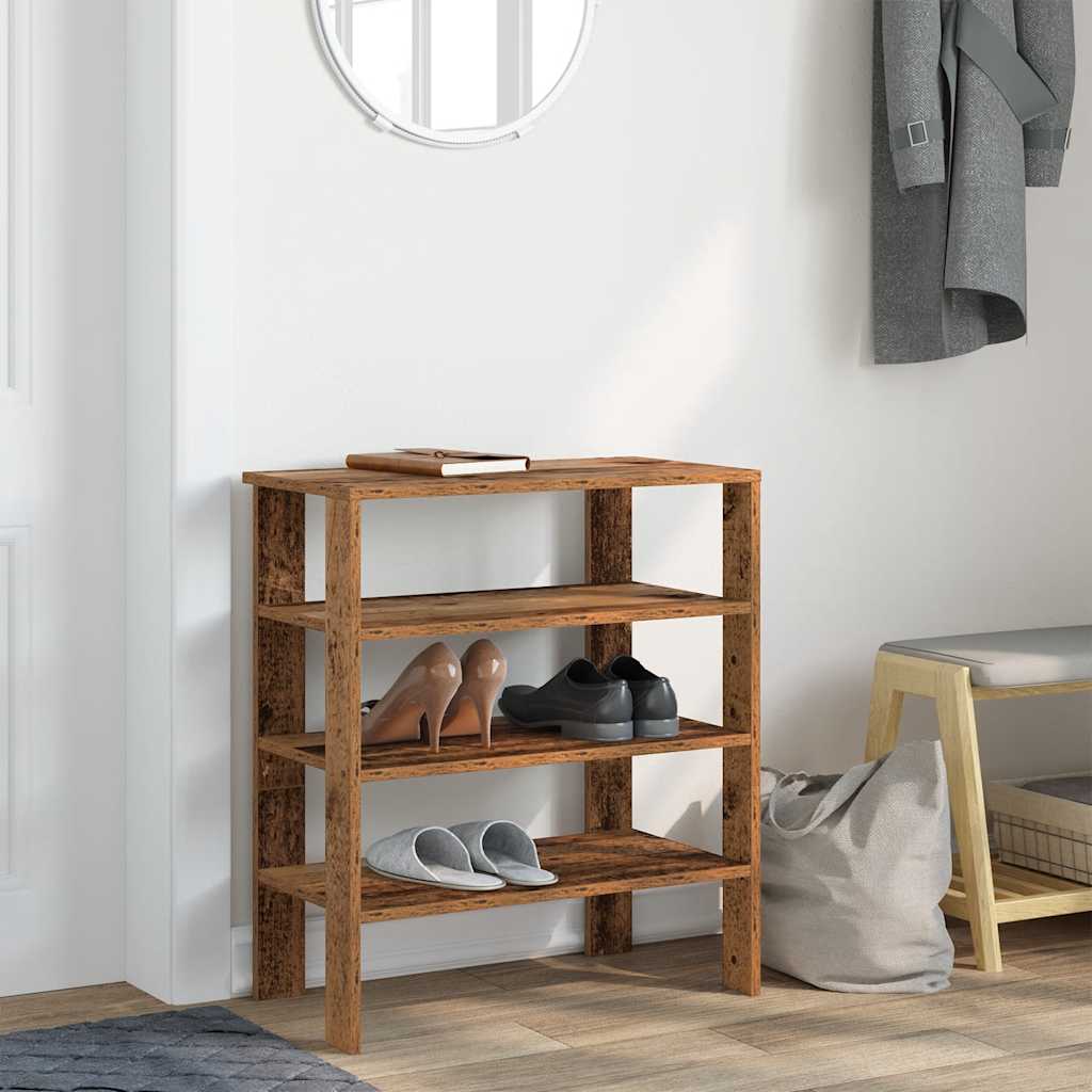Ράφι παπουτσιών vidaXL Παλιό ξύλο 61x32x70 cm Κατασκευασμένο ξύλο