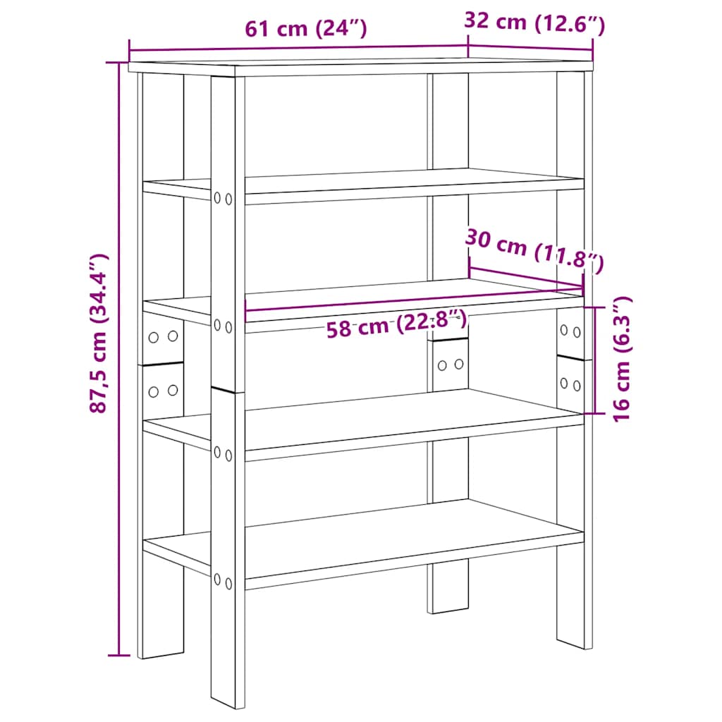 vidaXL Ράφι παπουτσιών Artisan Oak 61x32x87,5 cm Κατασκευασμένο ξύλο