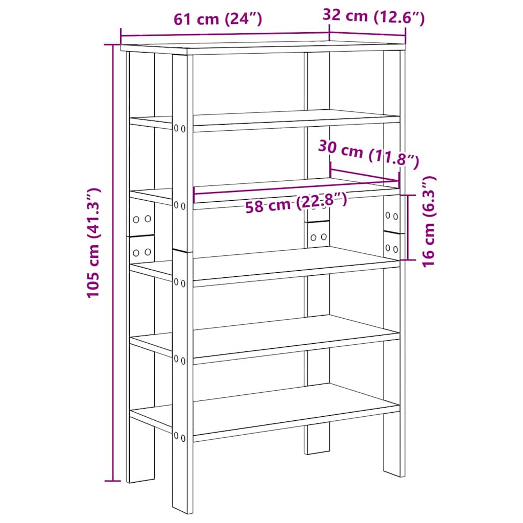 Ράφι παπουτσιών vidaXL Παλιό ξύλο 61x32x105 cm Κατασκευασμένο ξύλο