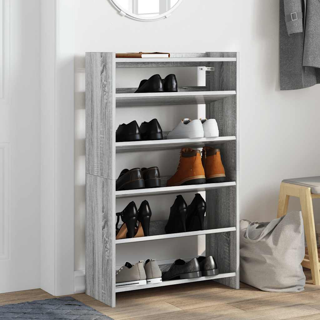 Ράφι παπουτσιών vidaXL Γκρι Sonoma 60x25x100 cm Κατασκευασμένο ξύλο