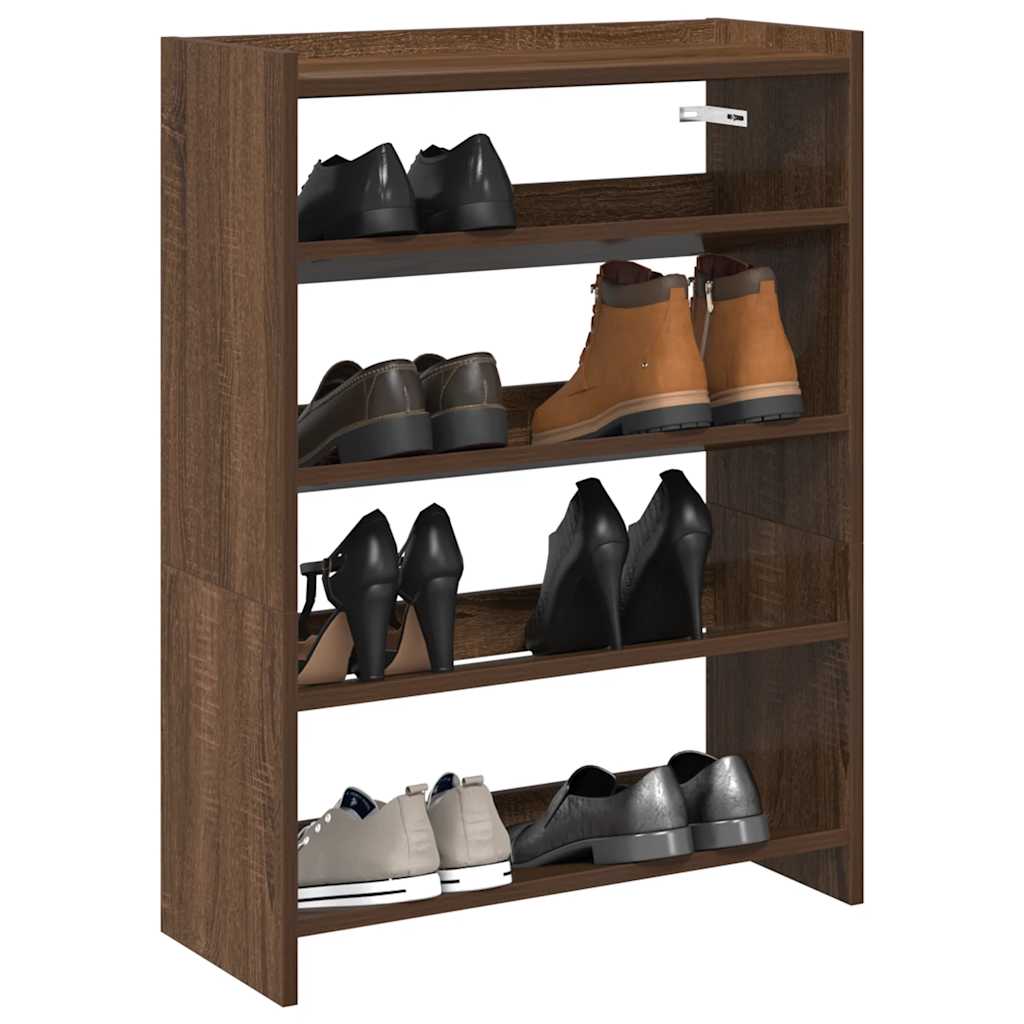 vidaXL Ράφι παπουτσιών καφέ δρυς 60x25x81 cm Κατασκευασμένο ξύλο