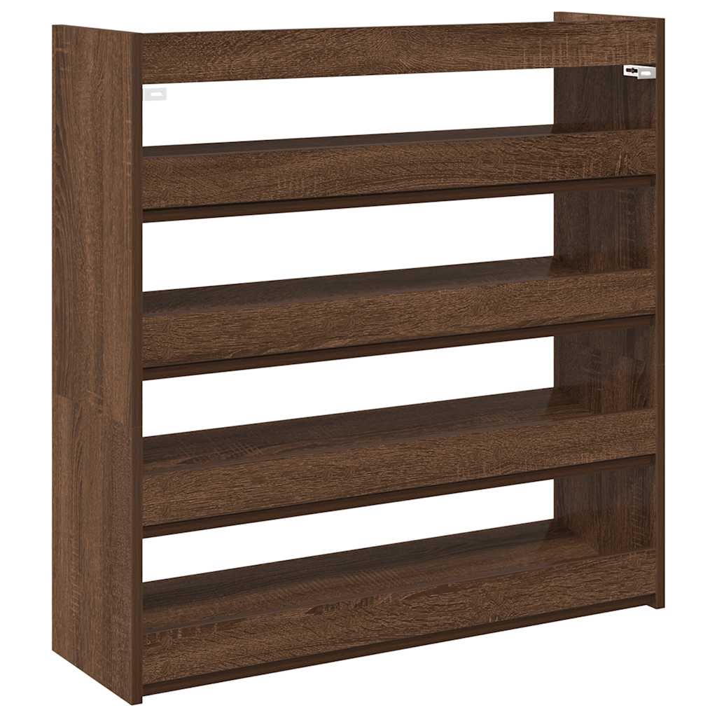 vidaXL Ράφι παπουτσιών καφέ δρυς 80x25x81 cm Κατασκευασμένο ξύλο
