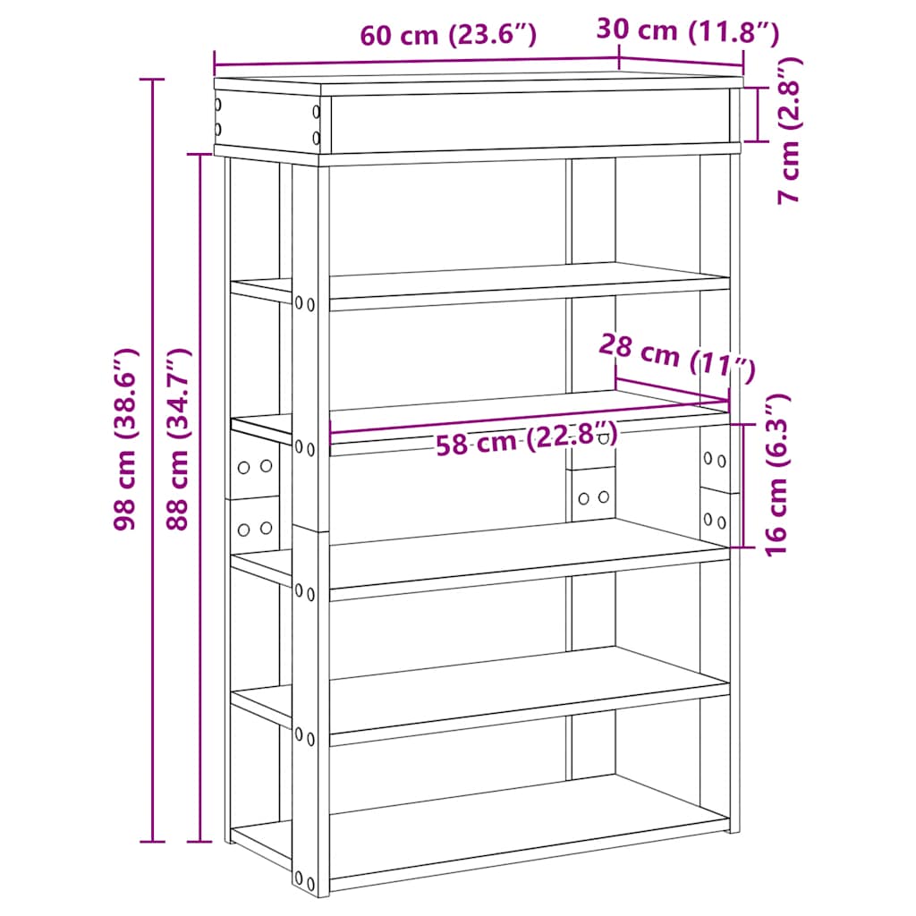 vidaXL Παπουτσοθήκη Λευκή 60x30x98 εκ. από Επεξεργασμένο Ξύλο