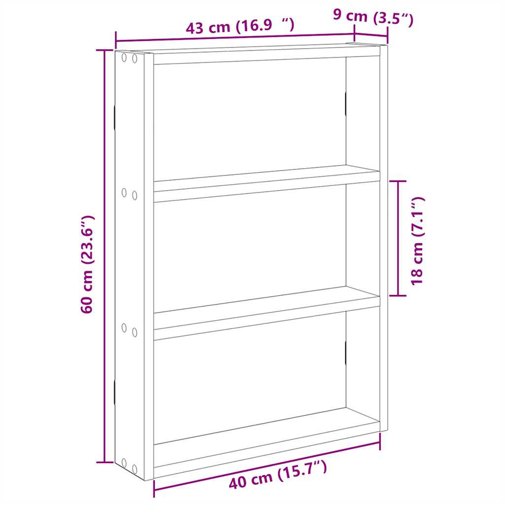 vidaXL Ράφι Τοίχου Λευκό 43x9x60 εκ. από Επεξεργασμένο Ξύλο