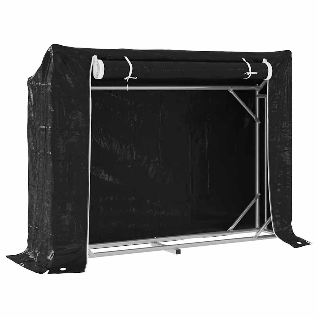 vidaxL Ράφι για καυσόξυλα με κάλυμμα βροχής 151x40,5x110,5 εκ.