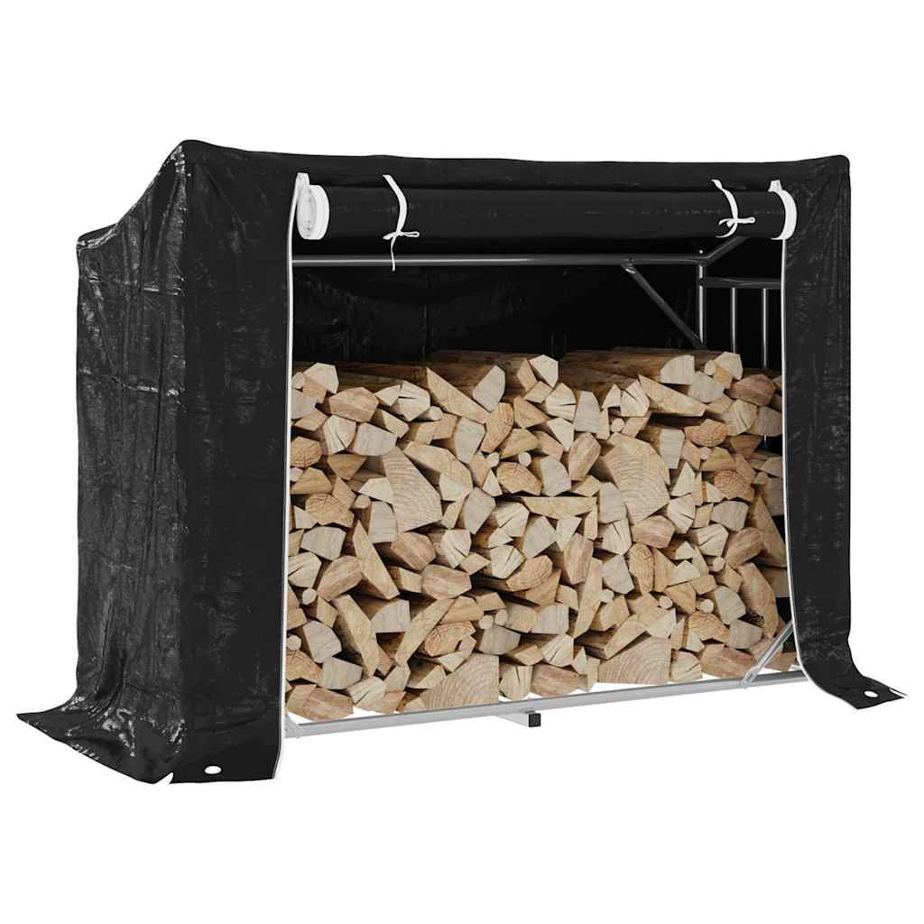 vidaxL Ράφι για καυσόξυλα με κάλυμμα βροχής 151x60,5x110,5 εκ.