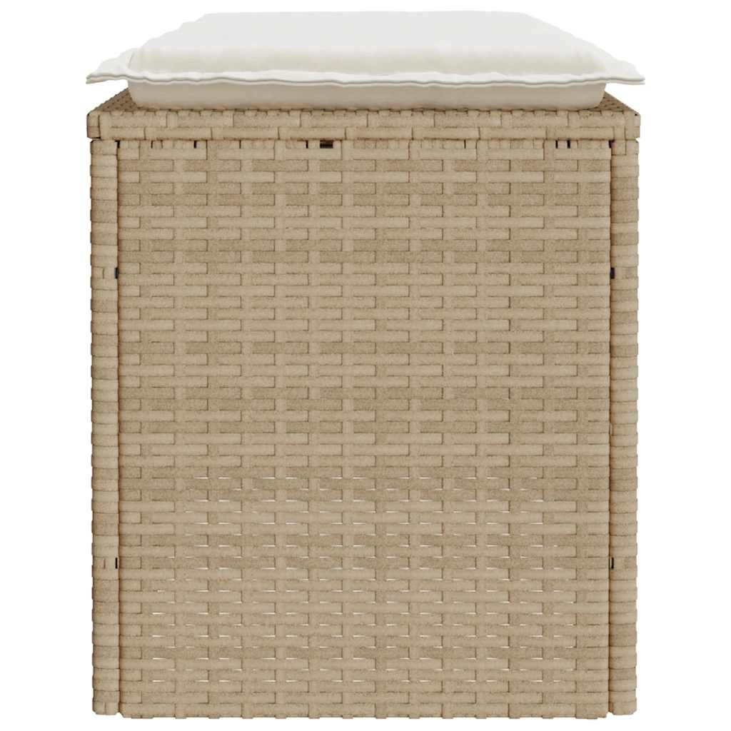 vidaXL Πάγκος κήπου με μαξιλάρι Μπεζ 110x40x44 cm Πολυ μπαστούνι