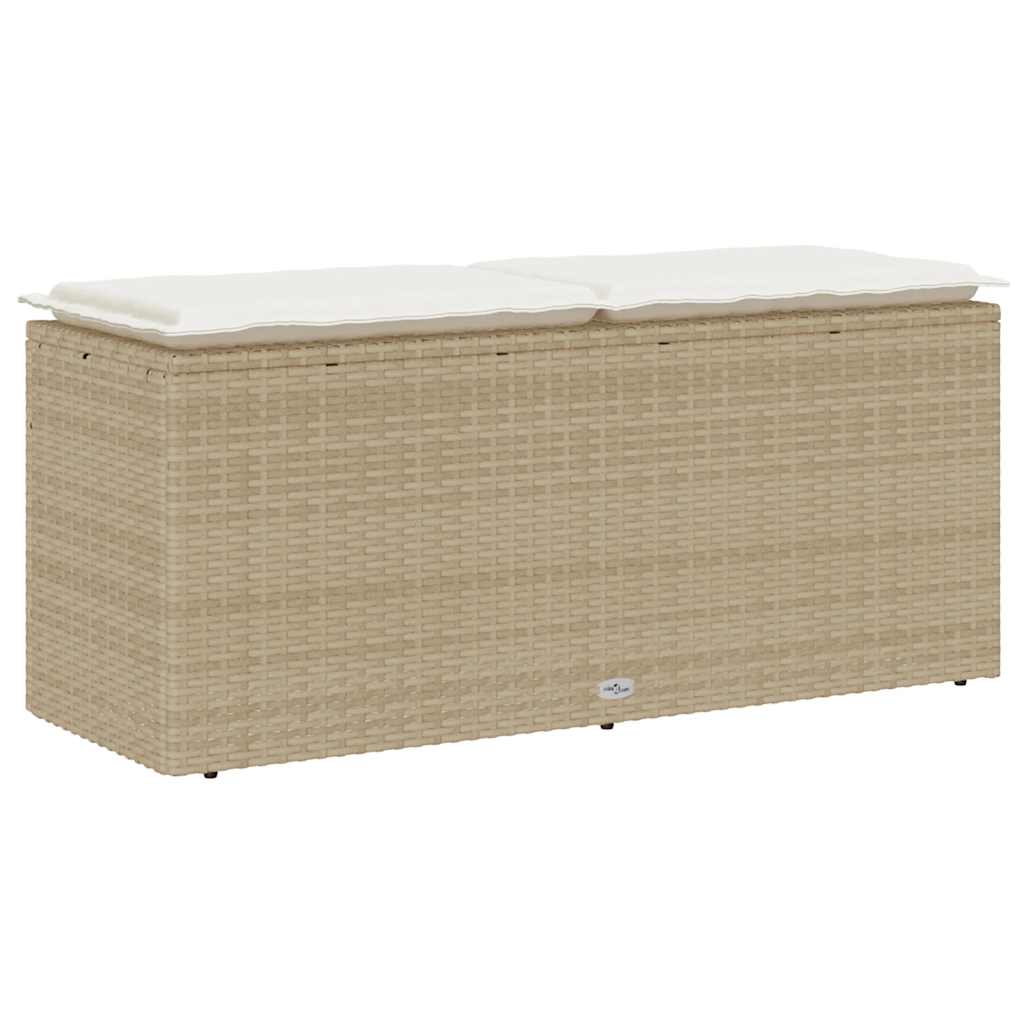 vidaXL Πάγκος κήπου με μαξιλάρι Μπεζ 110x40x44 cm Πολυ μπαστούνι