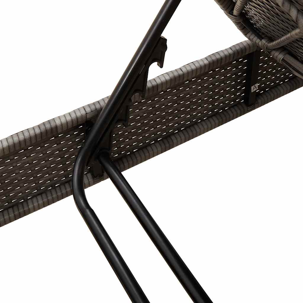 vidaXL Ξαπλώστρα με Μαξιλάρια Γκρι 55x200x25,5 εκ. από Συνθετικό Ρατάν