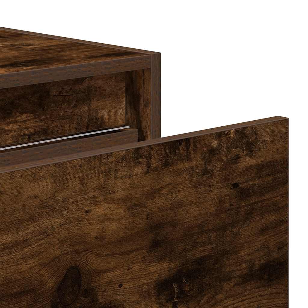 vidaXL Κομοδίνα Επιτοίχια με Φώτα LED 2 τεμ. Καπνιστή Δρυς