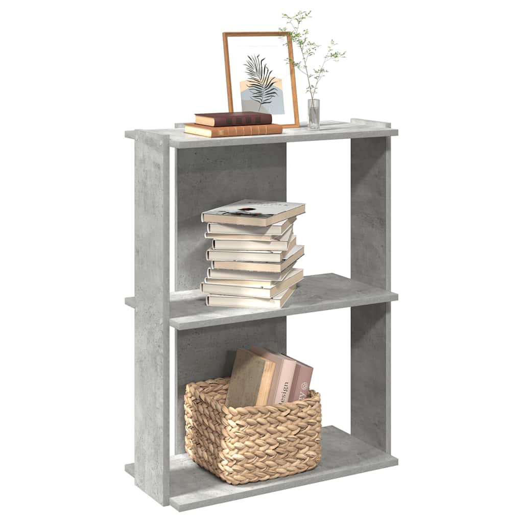 vidaXL Βιβλιοθήκη 3 επιπέδων Μπετόν Γκρι 60x30x80 cm Ξύλινη κατασκευή